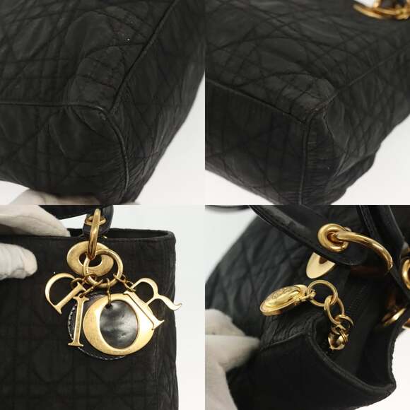 DIOR Canage Hand Bag Nylon Black Gold - Picture 11 of 13